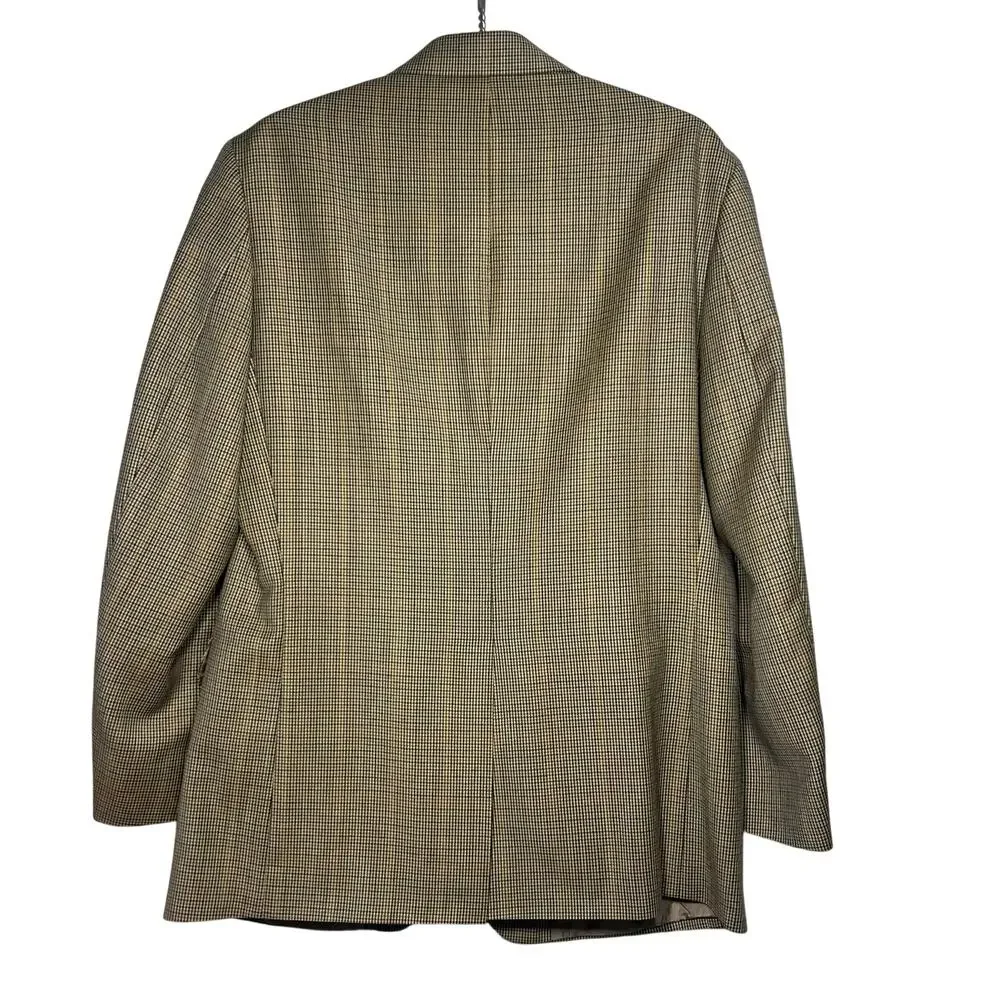 Vintage 90s Nautica Houndstooth Sports Coat Mens Size 41R Pure Wool Blazer